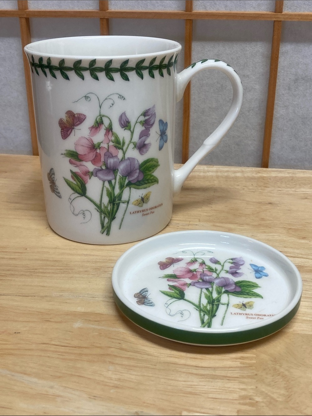 Portmeirion Botanic Garden Sweet Pea 12oz Mug and Coaster Lid Set